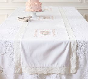 LoveShackFancy Floral Embroidered Table Runner | Pottery Barn