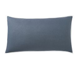 Open Box: Belgian Flax Linen Contrast Flange Sham, King, Set of 2 - Blue/White