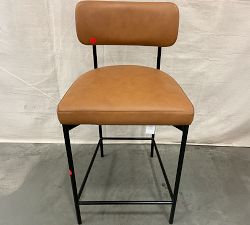 Open Box: Maison Leather Stool, Counter Height - Vintage Midnight, Antique Bronze Leg