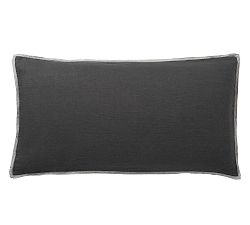 Open Box: Belgian Flax Linen Contrast Flange Sham, King, Set of 2 - Ebony/Flagstone