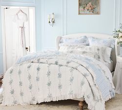 LoveShackFancy Rosette Embroidered Quilted Sham