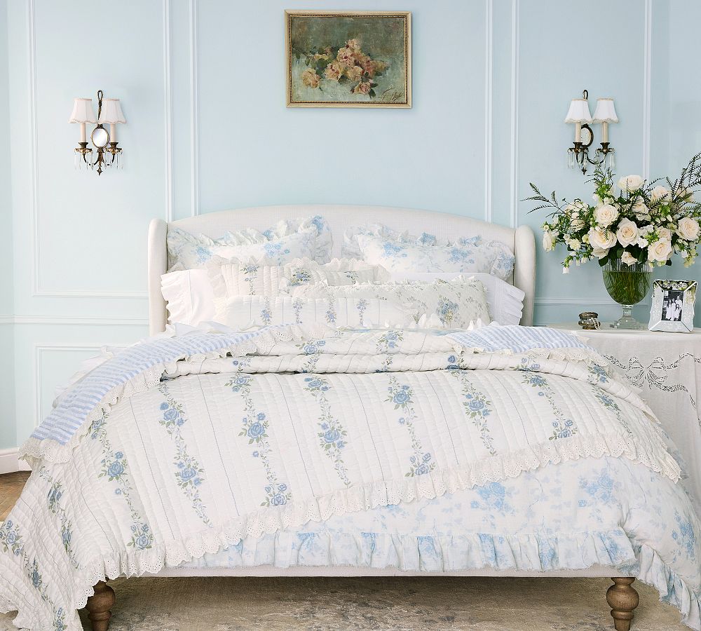 Love Shack Patterns LoveShackFancy Rosette Embroidered Quilt | Pottery Barn