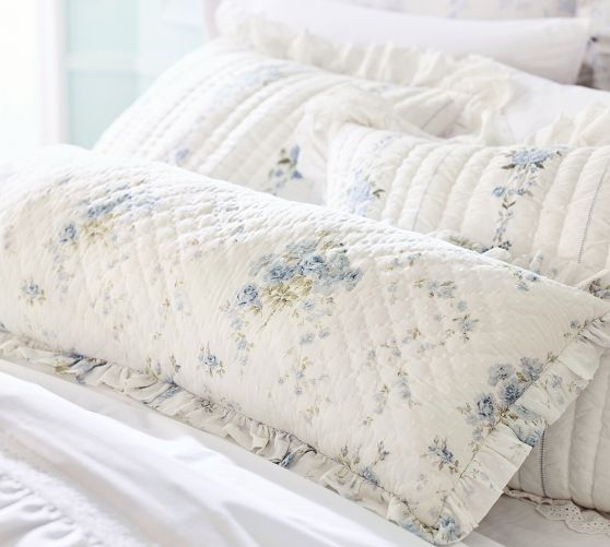 LoveShackFancy Blue Rose Ruffle Filled Lumbar Pillow