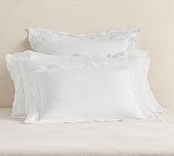 LoveShackFancy Belgian Flax Linen Sham with Lace Trim