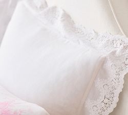 LoveShackFancy Belgian Flax Linen Sham with Lace Trim