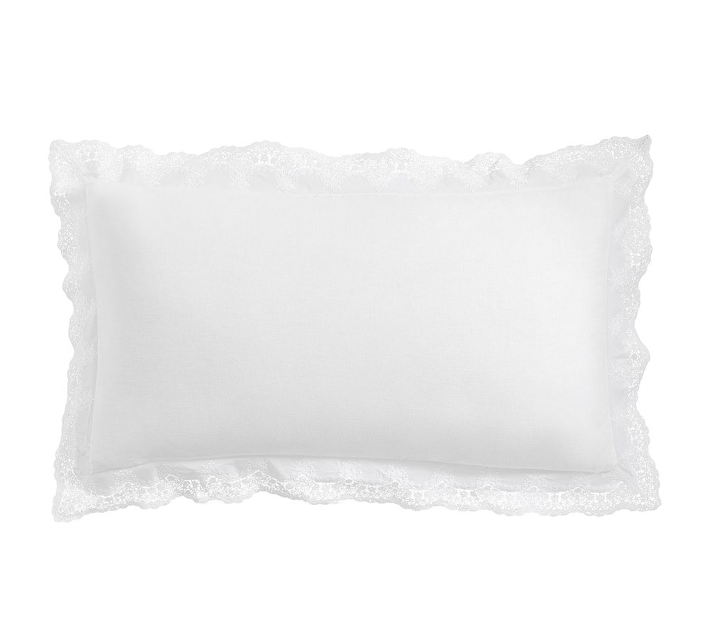 LoveShackFancy Belgian Flax Linen Sham with Lace Trim - White, King