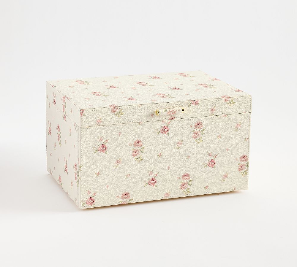 LoveShackFancy Leather Floral Jewelry Travel Box
