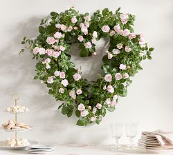 Faux LoveShackFancy Rose Heart Wreath
