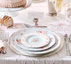 LoveShackFancy Garden Floral Porcelain Appetizer Plates - Mixed Set of 4