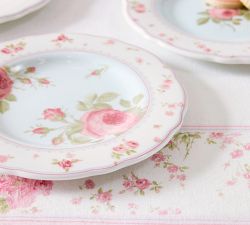 LoveShackFancy Garden Floral Porcelain Appetizer Plates - Mixed Set of 4