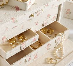 LoveShackFancy Leather Floral Jewelry Travel Box