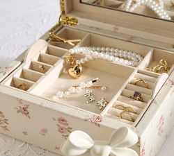 LoveShackFancy Leather Floral Jewelry Travel Box