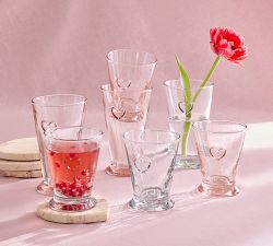 Heart Embossed Drinking Glasses - Set of 4