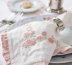 LoveShackFancy Floral Embroidered Lace Napkins - Set of 4