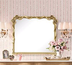 LoveShackFancy Gold Double Bow Mantel Mirror