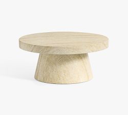 Pomona Faux Travertine Round Outdoor Coffee Table (36")