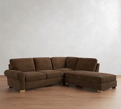 Turner Roll Arm Leather 3-Piece Bumper Sectional (109"-114")