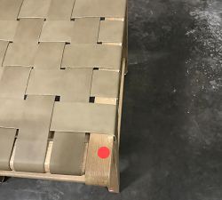 Open Box: Fenton Woven Leather Stool, Counter Height 24" - Legacy Taupe , Seadrift Finish