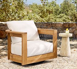 Malibu Teak Rounded Swivel Outdoor Lounge Chair