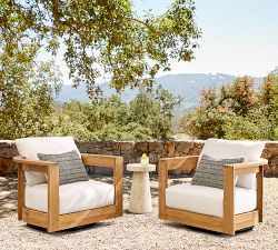 Malibu Teak Rounded Swivel Outdoor Lounge Chair