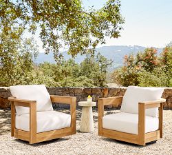 Malibu Teak Rounded Swivel Outdoor Lounge Chair