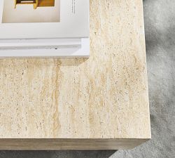 Pomona Faux Travertine Square Outdoor Bunching Table (22")