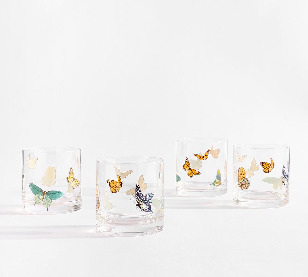 Butterfly Double Old Fashioned Glasses - Set of 4