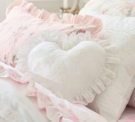 LoveShackFancy Embellished Heart Shaped Pillow