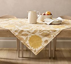 Mayme Embroidered Cotton Table Throw