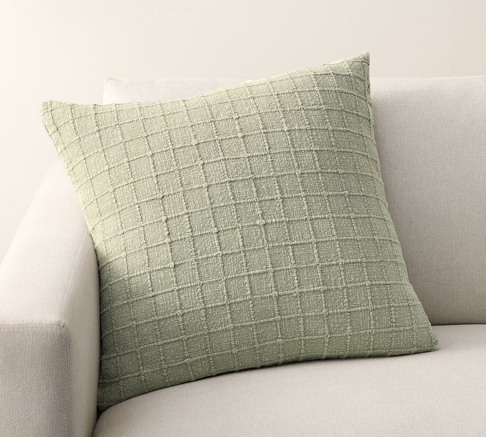 Palmer Windowpane Pillow Cover - Eucalyptus, 22"