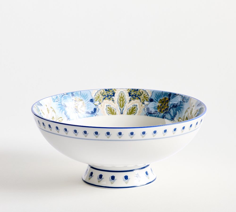 Kravet Jardin Stoneware Footed Serving Bowl - Azure