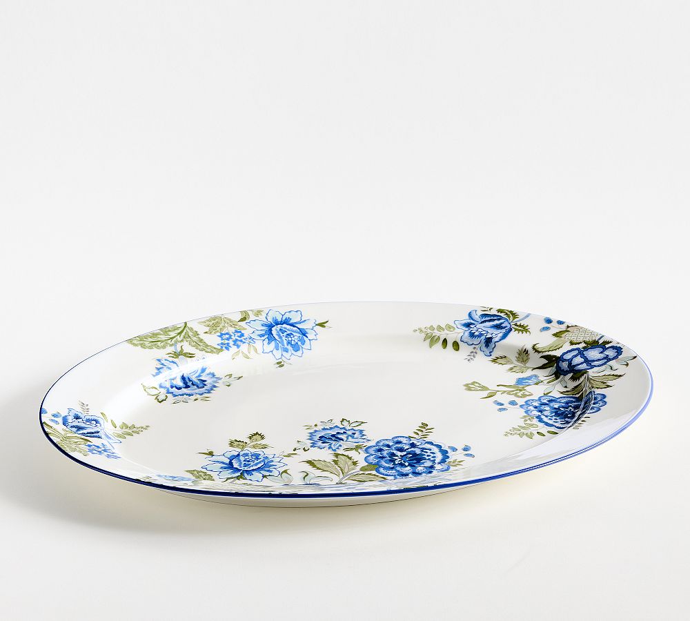 Kravet Rosehill Stoneware Oval Serving Platter - Azure