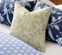 Kravet Rose Toile Embroidered Pillow