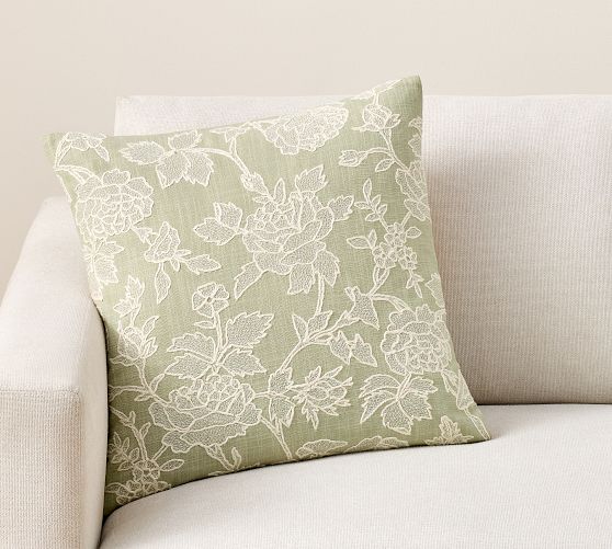 Kravet Rose Toile Embroidered Pillow