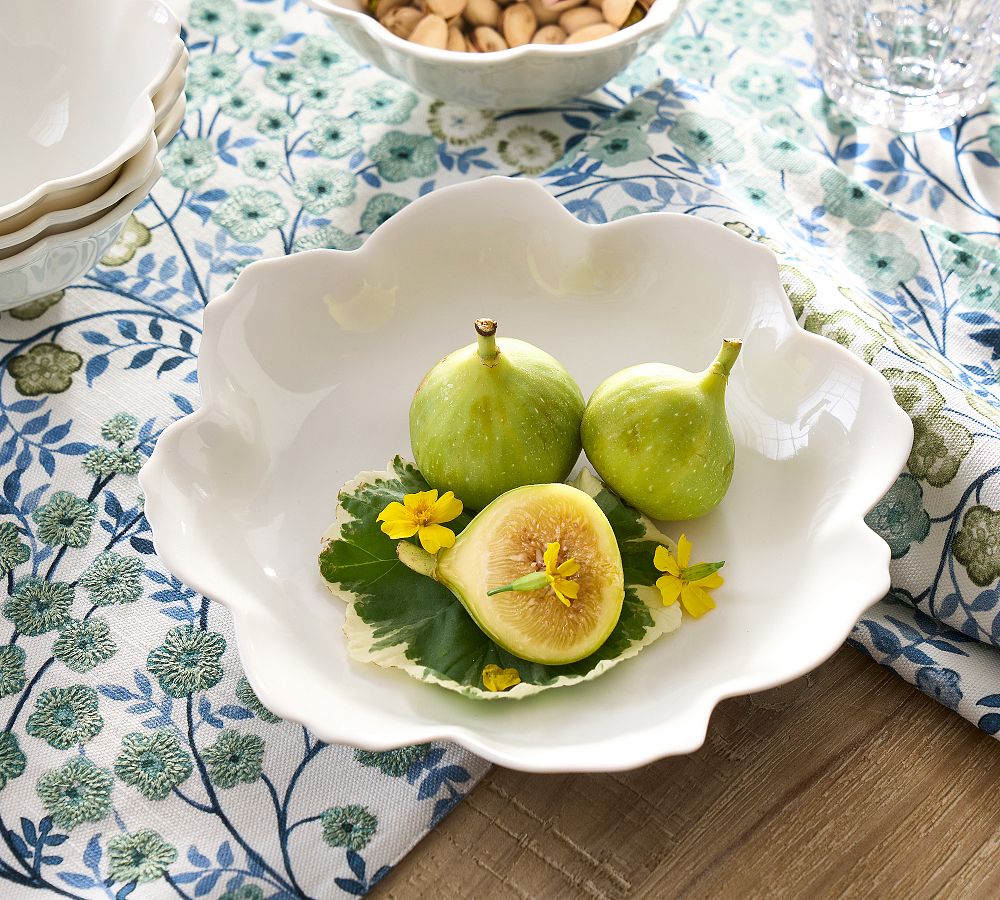 Figural Blossom Stoneware Serving Bowl