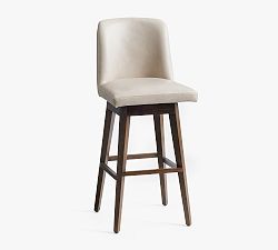 Open Box: Layton Leather Swivel Counter Stool (25.5") - Churchfield Stone, Vintage Amber Finish