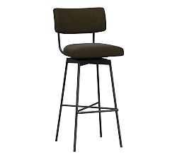 Open Box: Maison Leather Swivel Stool, Bar Height - Aviator Blackwood,Bronze Leg