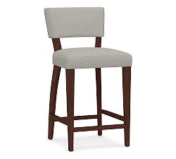 Open Box: Payson Upholstered Counter Stool (26") - Performance Boucle Pebble, Mahogany