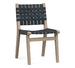 Open Box: Fenton Woven Leather Dining Chair, Seadrift Finish, Statesville - Indigo