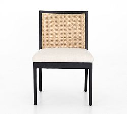 Open Box: Lisbon Cane Dining Chair, Set of 2 - Saville Flax, Brushed Ebony Finish