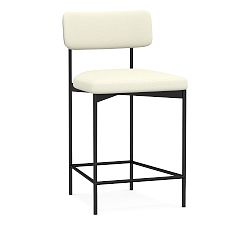 Open Box: Maison Upholstered Counter Stool (24") - Peformance Heathered Basketweave Ivory, Antique Bronze Legs 