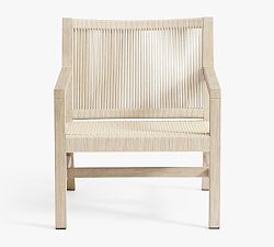 Open Box: Indio Coastal Mahogany &amp; Rope Outdoor Lounge Chair, Individual - Biscotti &amp; Oat Rope