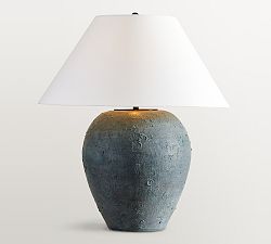 Open Box: Canyon Ceramic 27.5" Table Lamp, Large, 24" diam, 27.5" h - Indigo, *BASE ONLY*
