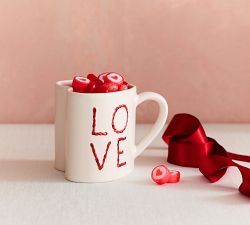 Love Embossed Stoneware Mugs - Set of 4