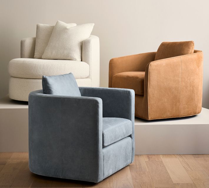 Living room with blue and beige seating in modern decor
