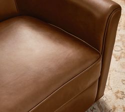 Irving Roll Arm Leather Swivel Chair