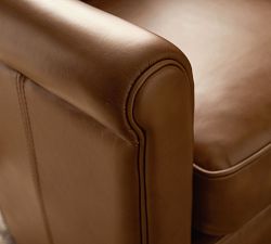 Irving Roll Arm Leather Swivel Chair