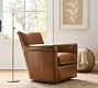 Irving Roll Arm Leather Swivel Chair
