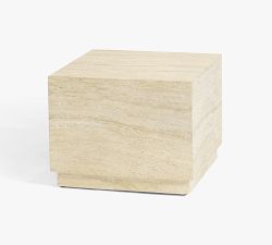 Pomona Faux Travertine Square Outdoor Bunching Table (22")