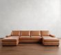 Big Sur Square Arm Leather Double Chaise Sectional (145"&ndash;197)